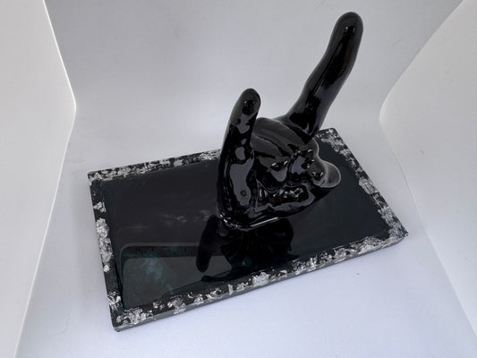 Jewelry Tray, Black Resin Trinket Dish