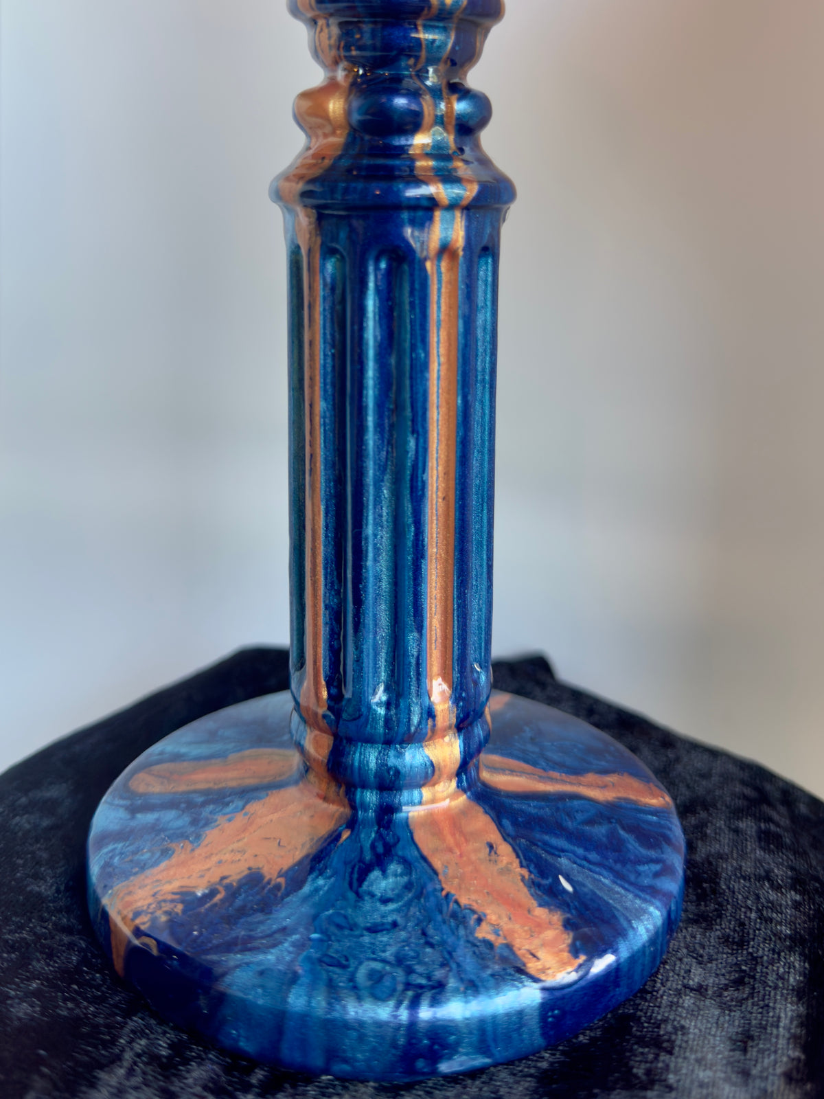 Abstract Fluid Art Ceramic Resin Candlestick Holder | Unique Home Decor