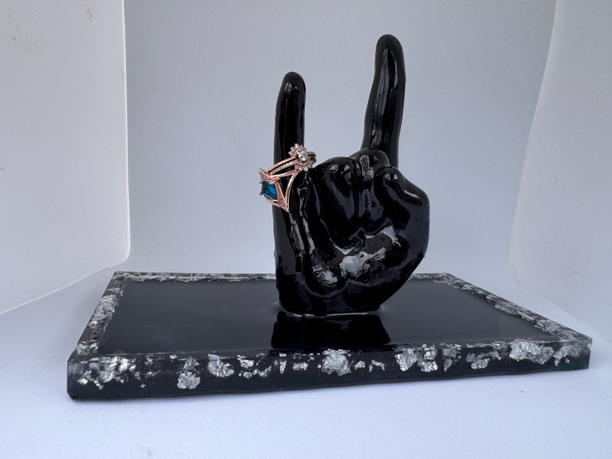 Jewelry Tray, Black Resin Trinket Dish