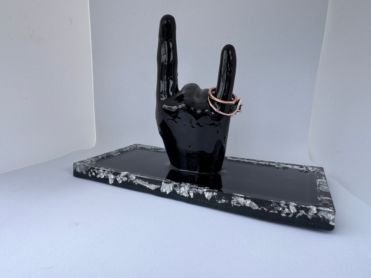 Jewelry Tray, Black Resin Trinket Dish