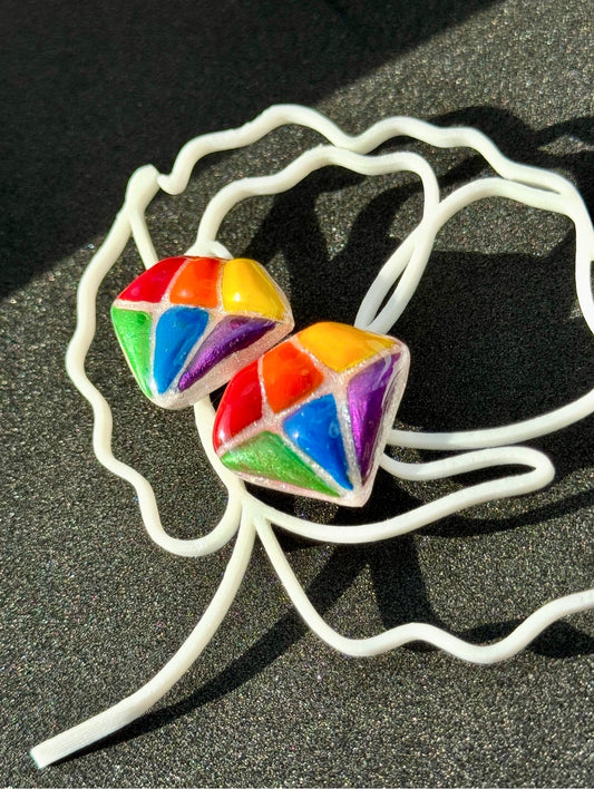Resin Jewel Earrings, Stud, Pride Earrings