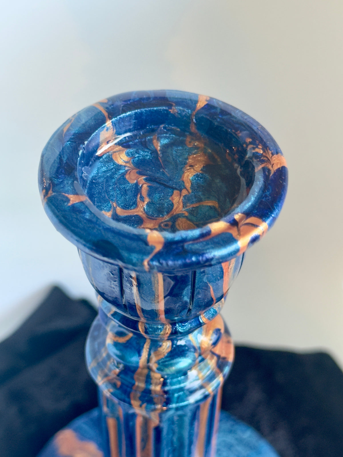Abstract Fluid Art Ceramic Resin Candlestick Holder | Unique Home Decor