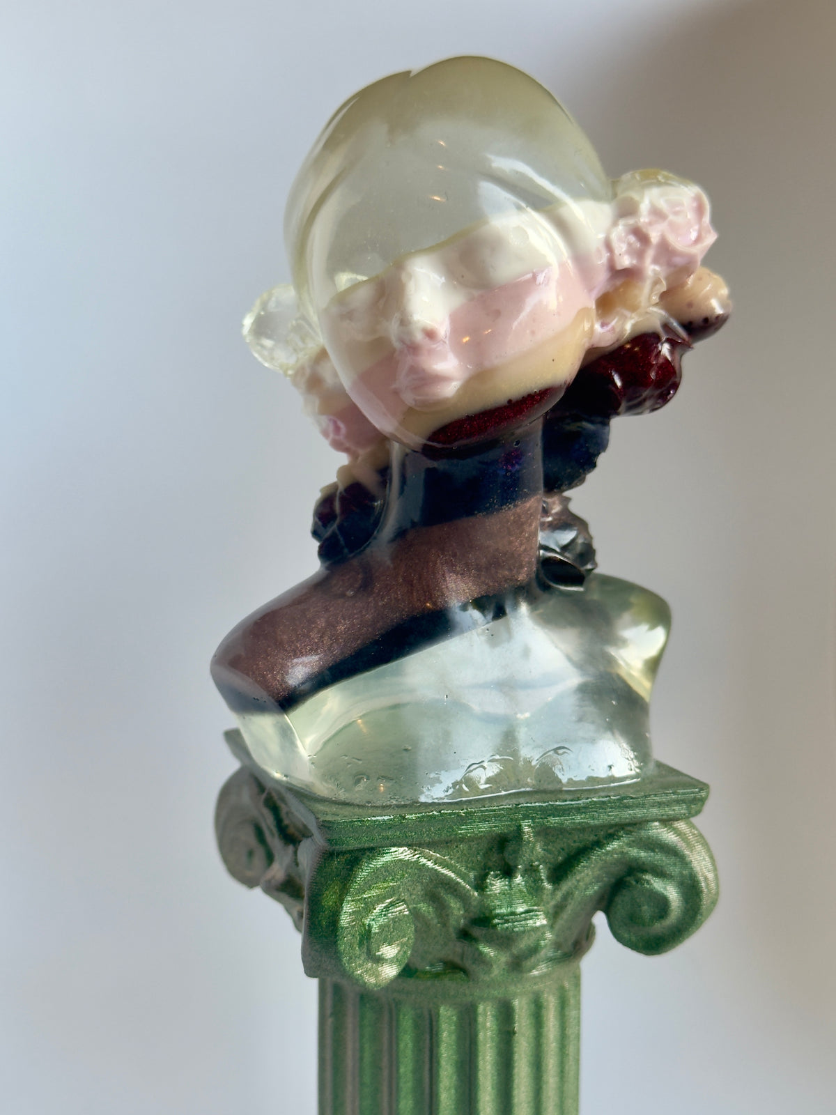 Mini Resin Goddess Bust on Pillar | Ancient Greek Style Home Decor