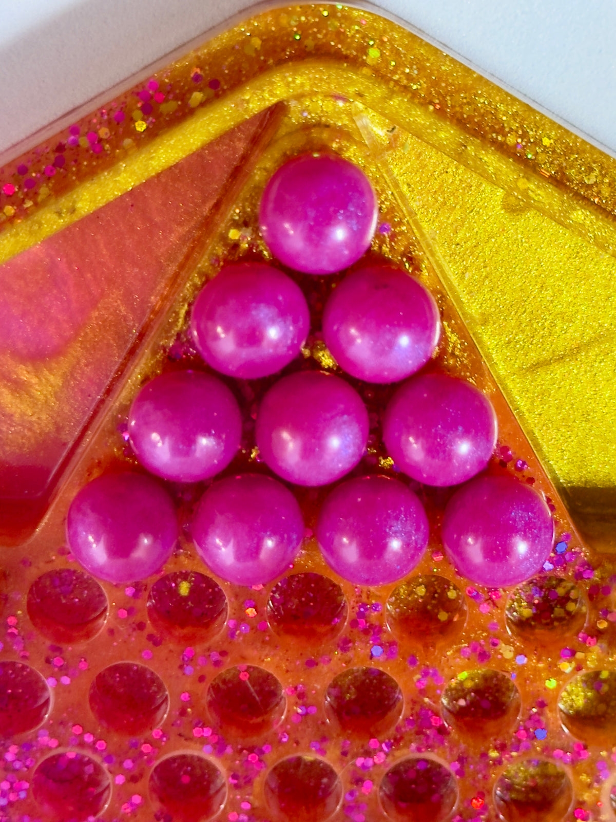 Handmade Resin Chinese Checkers Game Board | 84 Glitter Marbles & Case
