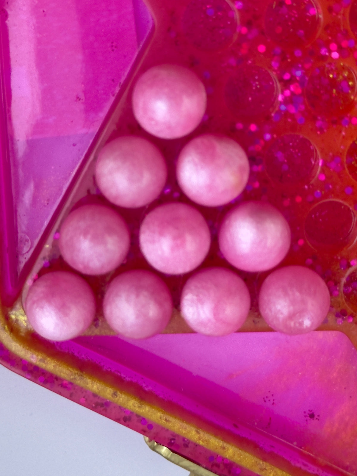 Handmade Resin Chinese Checkers Game Board | 84 Glitter Marbles & Case