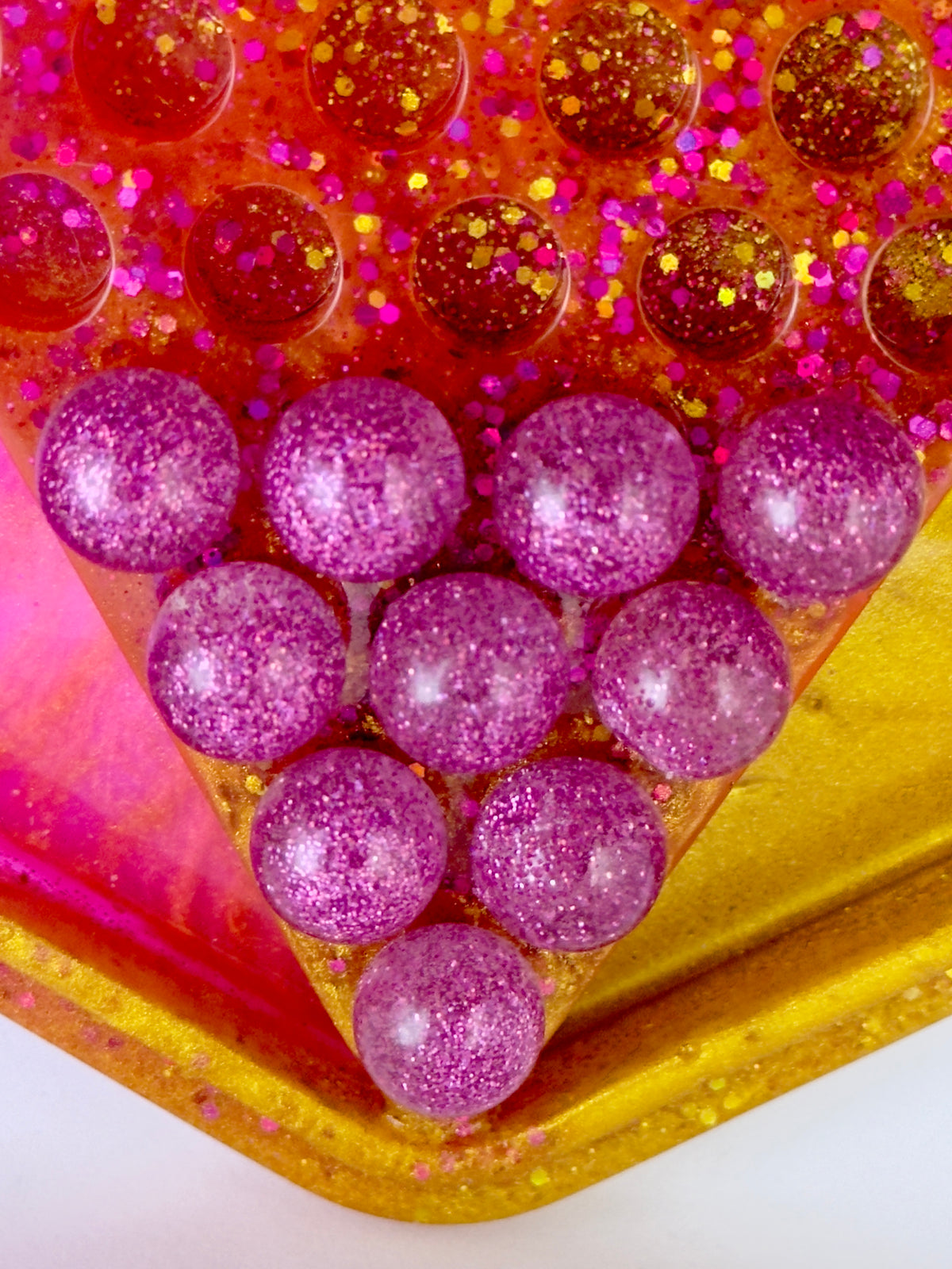 Handmade Resin Chinese Checkers Game Board | 84 Glitter Marbles & Case